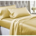 thumbnail image 1 of Benzara Nantes 4 Piece Wrinkle Free California King Size Satin Sheet Set , Gold, 1 of 2