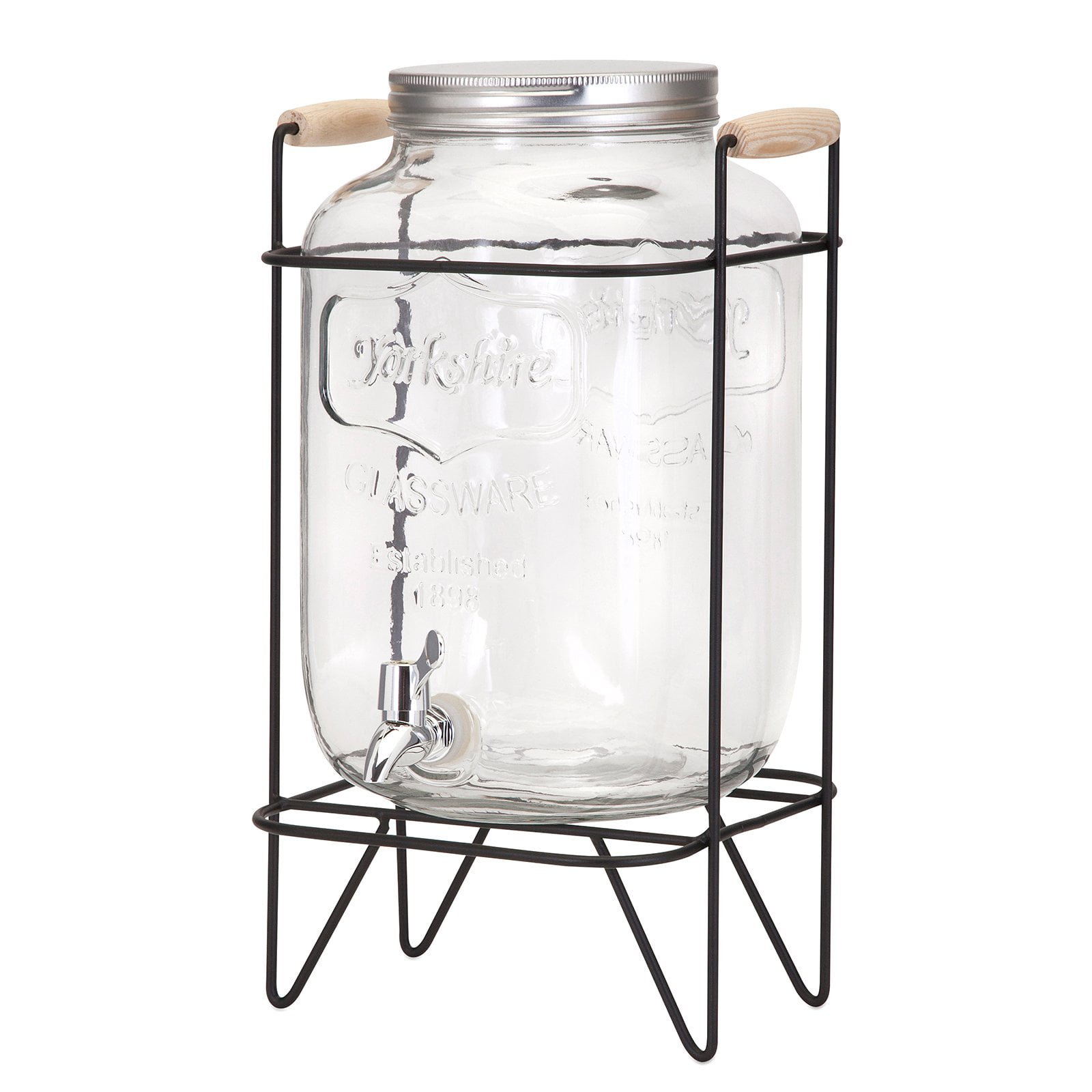 Benzara Nantucket Glass Jar Drink Dispenser With Stand