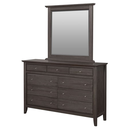 Benzara Nine Drawer Dresser with Floating Top and Metal Drawer Pull, Gray