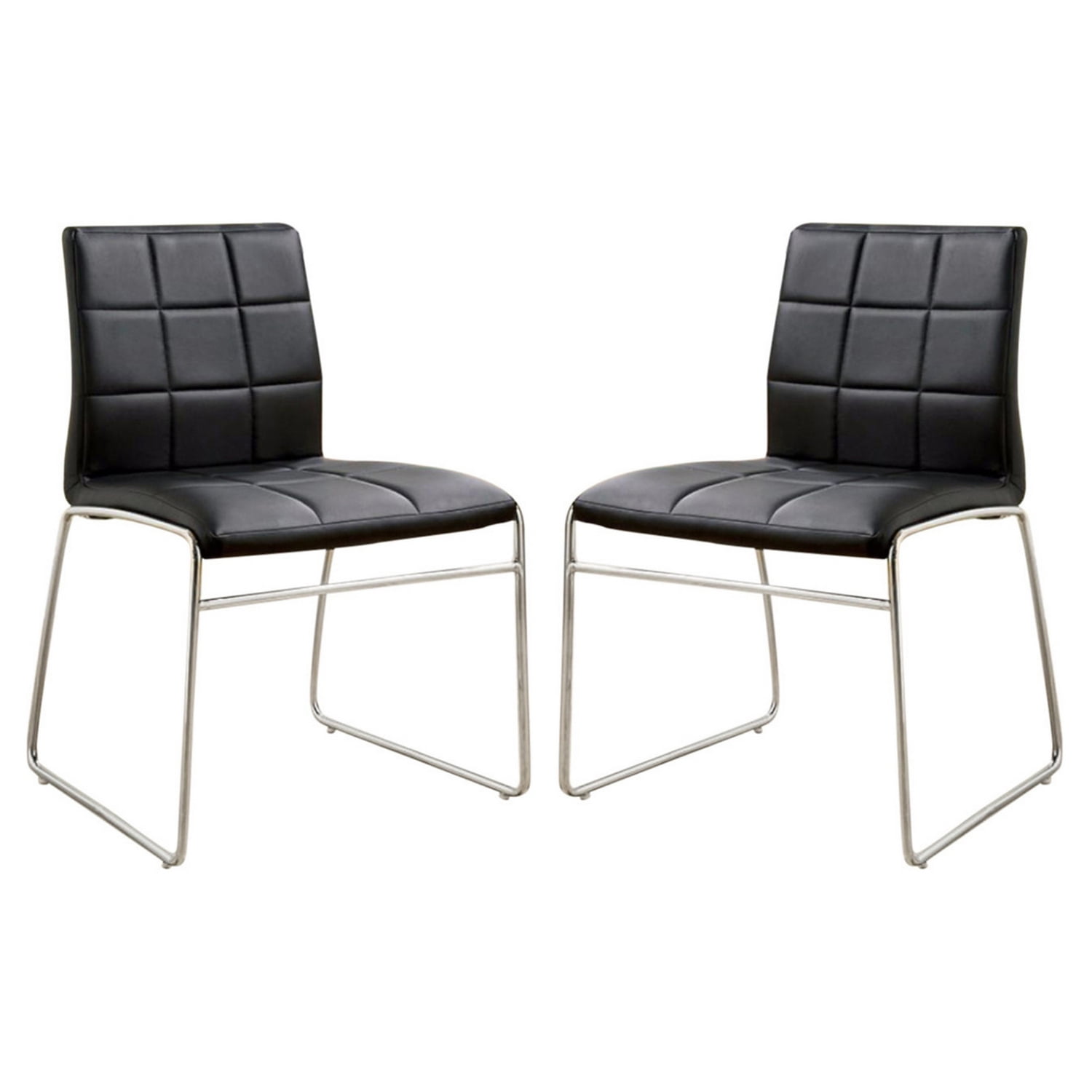 Modern Black Faux Leather Side Chair with Chrome Legs