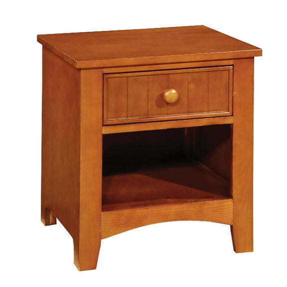 Benzara Omnus Wood Night Stand, Oak Finish