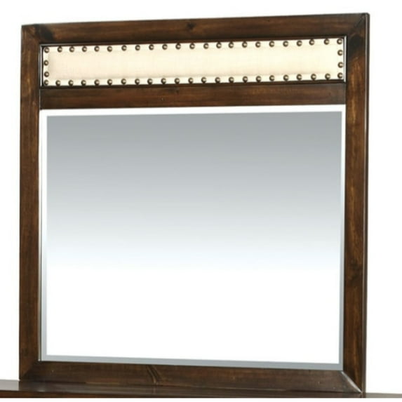Benzara Orlaith Transitional Style Walnut Finish Mirror