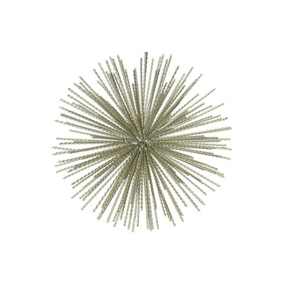 Benzara Ornamental Metal Sea Urchin Sculpture On Stand, Large, Gold