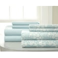 thumbnail image 1 of Benzara Pau 8 Piece Floral Printed and Solid Queen Sheet Set , Blue and White, 1 of 2