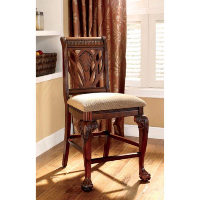 Benzara Petersburg II Traditional Counter Height Chair, Cherry Finish