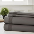 thumbnail image 1 of Benzara Pisa 4 Piece Avenue Lace Hem king Size Sheet Set , Gray, 1 of 2