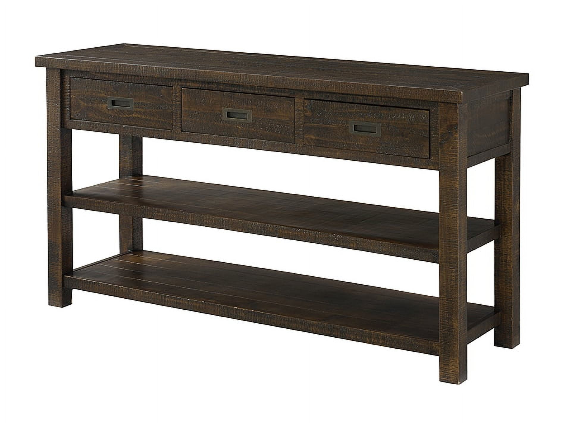 Benzara Plank Style Wooden Sofa Table With 3 Drawers And 2 Open Shelves, Brown - Walmart.com