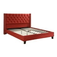 thumbnail image 1 of Benzara Polyfiber Upholstered Queen Size Bed Featuring Nail head Trim Carmine, 1 of 1