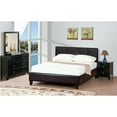 thumbnail image 1 of Benzara Queen Bed,Espreeso Faux Leather With14 Slats,Black, 1 of 2