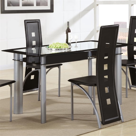 Benzara Rectangular Dining Table with Glass Top