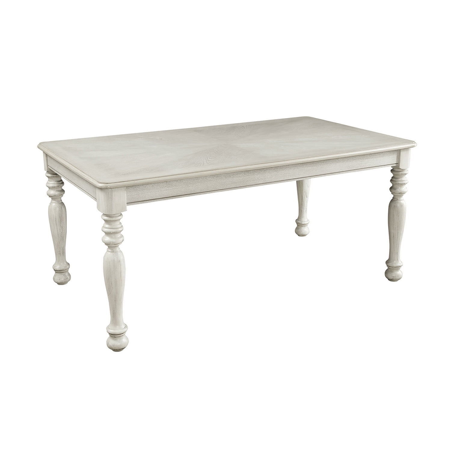 Benzara Rectangular Shaped Wooden Dining Table with Turned Legs, White ...