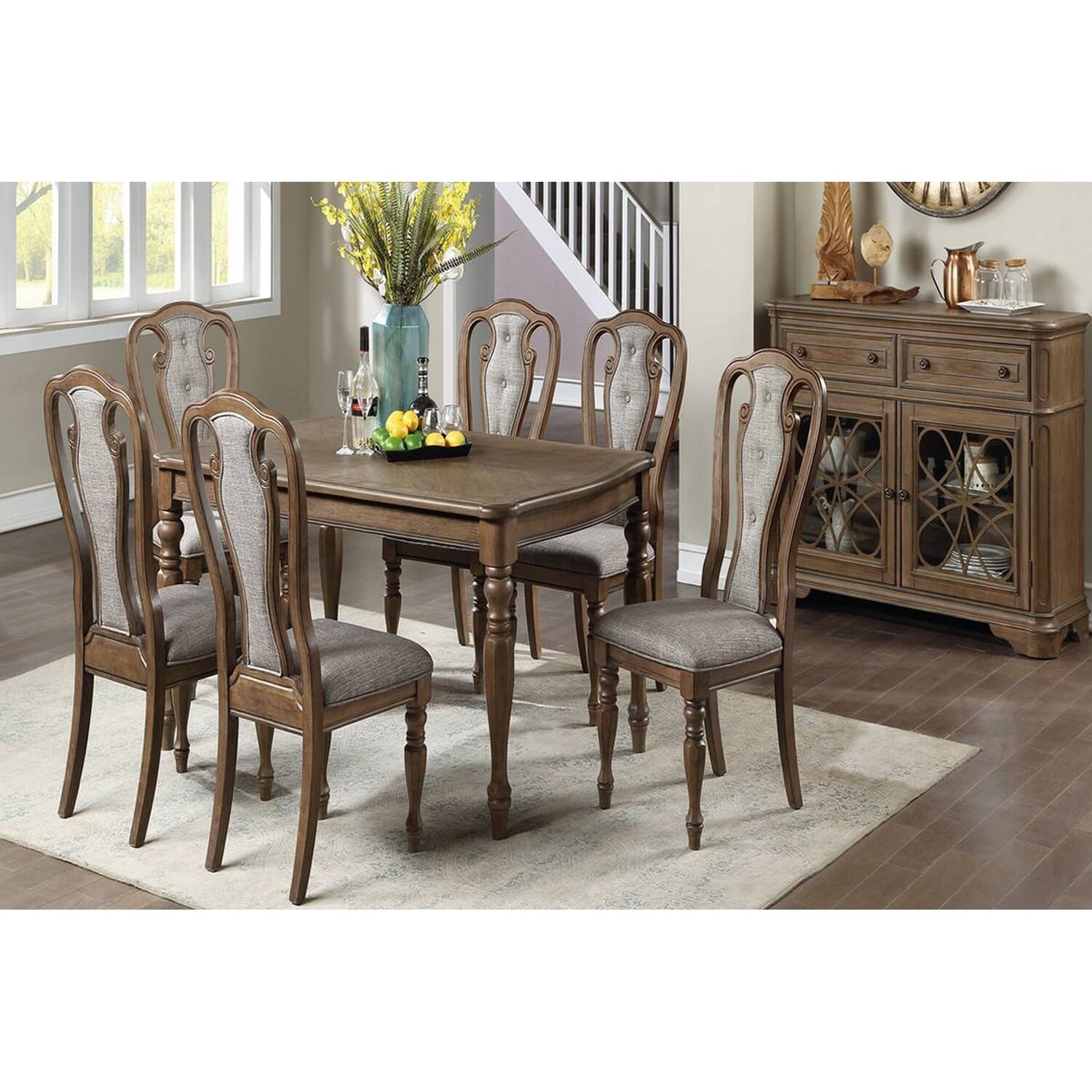 Benzara Rectangular Traditional Wood Dining Table with Rounded Corners ...