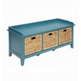 thumbnail image 1 of Rectangular Wooden Bench with Storage Basket, Blue, 1 of 2