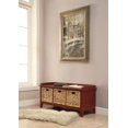 thumbnail image 1 of Benzara Rectangular Wooden Bench with Storage Basket, White-Color:Red, 1 of 1