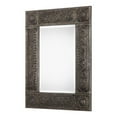 thumbnail image 1 of Benzara Rectangular Wooden Mirror with Intricate Carving, Gray and Silver, 1 of 3