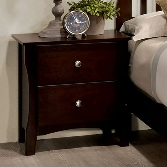 Benzara Riggins Contemporary Night Stand In Brown Cherry Finish