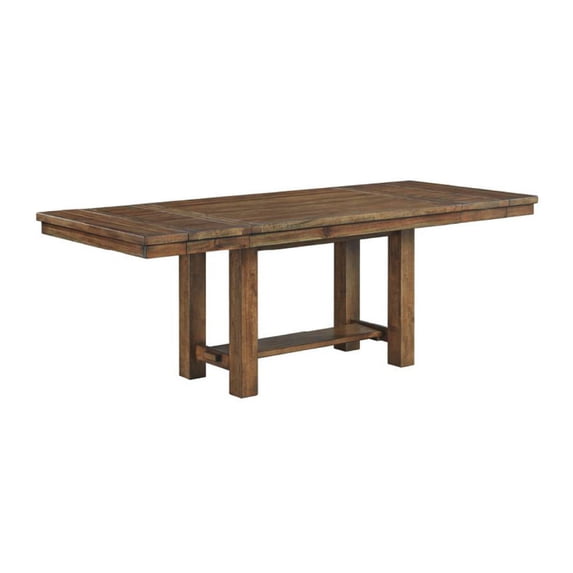 Benzara Rustic Style Acacia Wood Dining Table with Two Separate Extension Leaves, Brown