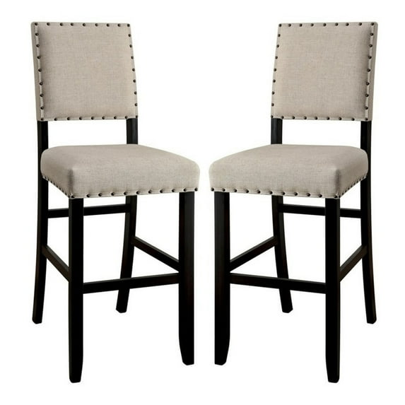 SANIA II Rustic Counter Height Chair, Antique Black Finish, Set of 2