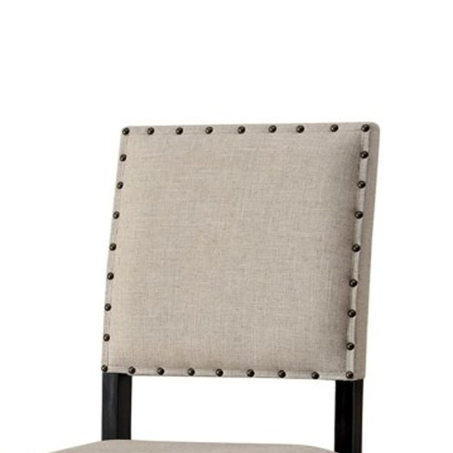 Charming Farmhouse Distressed Black Wood Upholstered Counter Chair, Set of 2