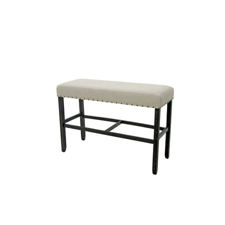 Benzara Sania II Rustic Counter Ht. Bench, Antique Black Finish