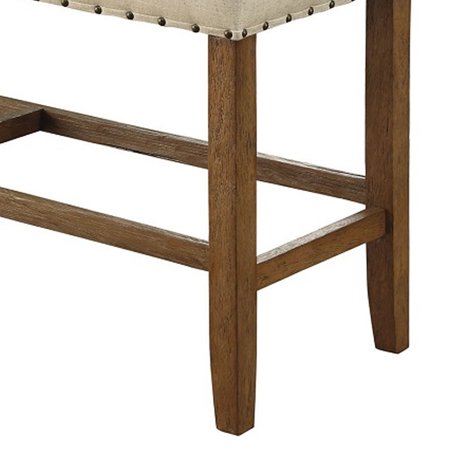 Benzara Sania Rustic Counter Height Bench In Ivory Linen