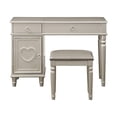 thumbnail image 1 of Benzara Seraph Vanity Set Featuring Stool And Mirror Silver, 1 of 5