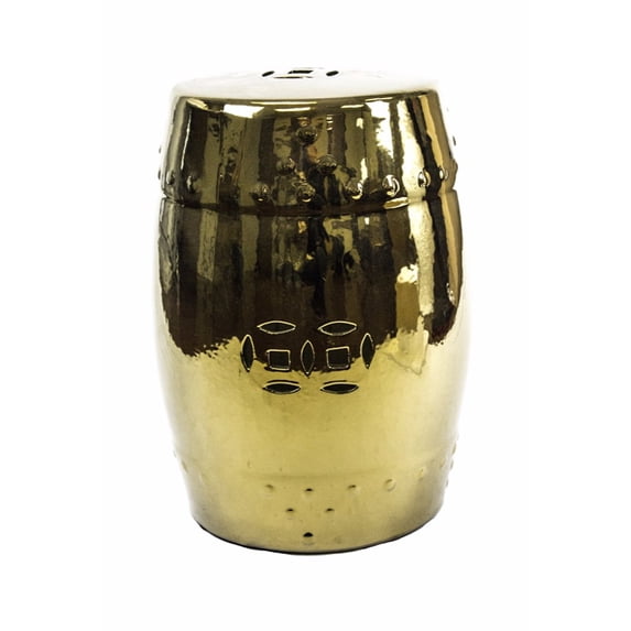 Benzara Shiny Ceramic Garden Stool, Gold