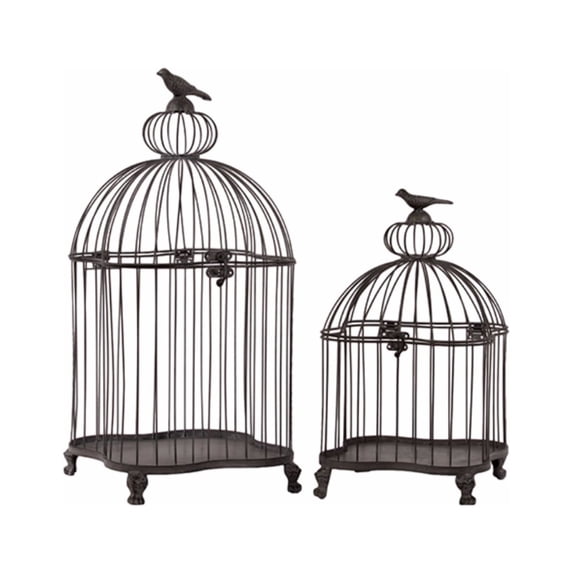 Woodland Imports 2 Piece Simple and Classy Metal Bird Cage Set