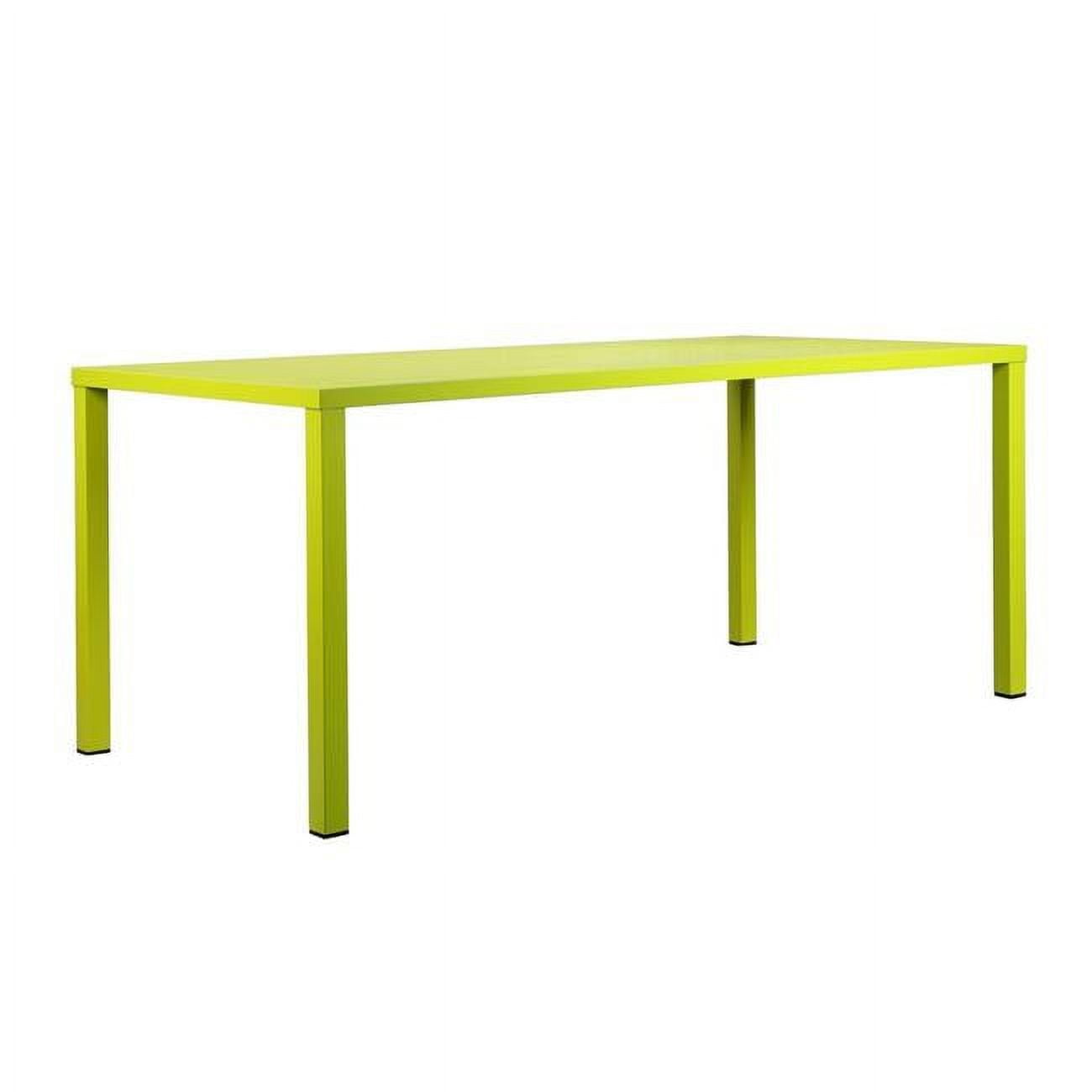 Contemporary Bette Rectangular Metal Dining Table in Light Green