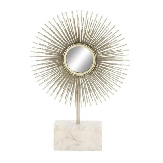 Benzara Smart Metal Marble Mirror Sculpture