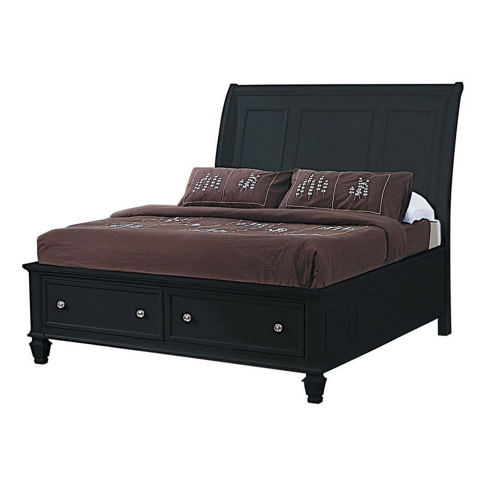 Benzara Solid Wood California King Bed with 2 Storage Drawers in Black ...