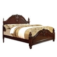 thumbnail image 1 of Benzara Solid Wood Queen Size Bed with Scalloped Headboard in Cherry Brown, 1 of 3