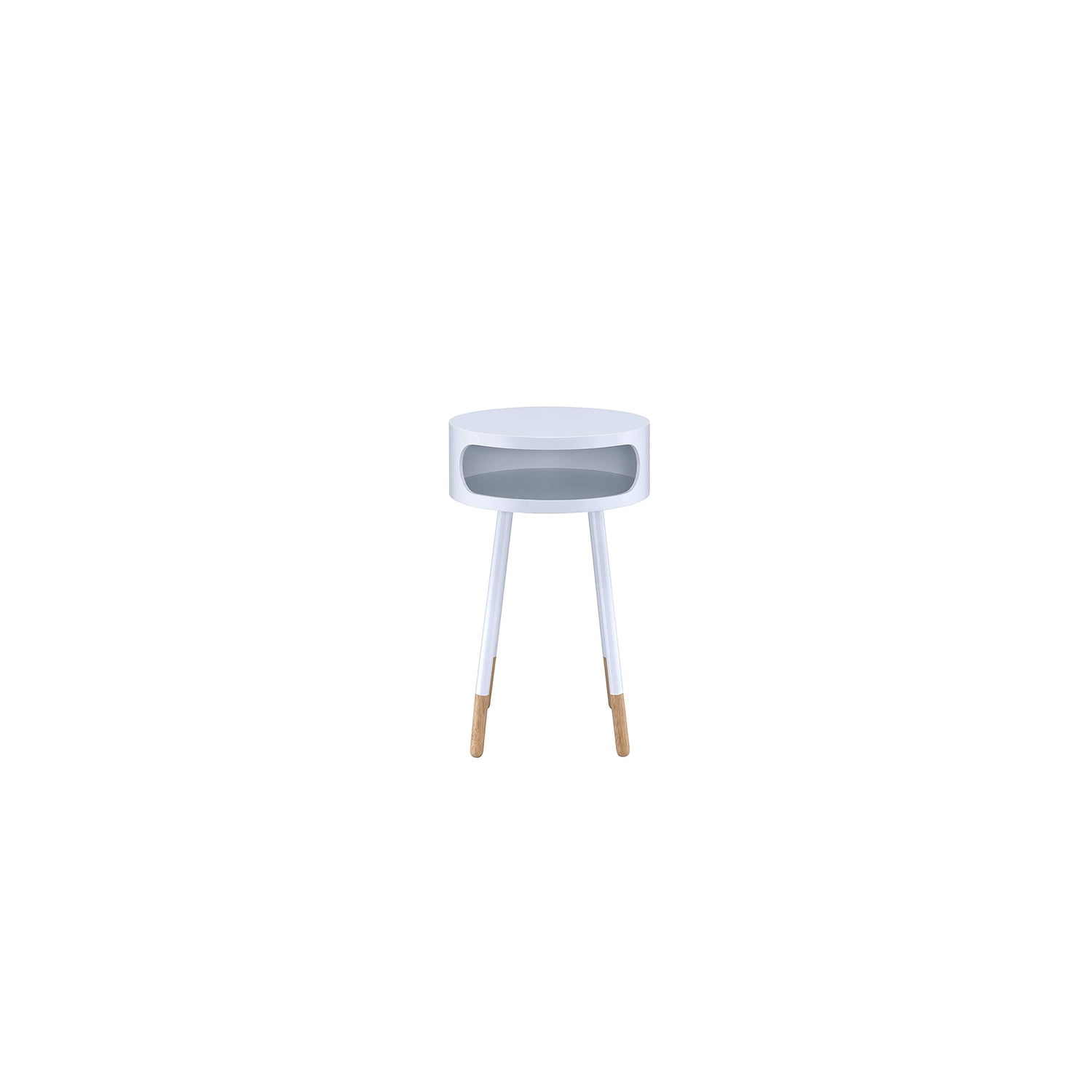 Bentwood Chic Retro 16" Round Wooden & Metal End Table