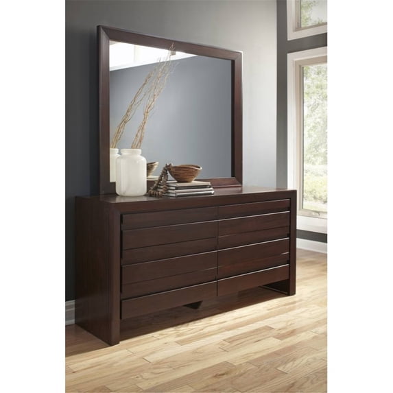 Benzara Spacious Drawers Wooden Dresser in Transitional Style, Brown