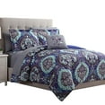 thumbnail image 1 of Benzara Split 8 Piece Reversible Printed King Size Complete Bed Set , Blue, 1 of 2