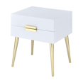 thumbnail image 1 of Denvor Square End Table with Drawers, White & Gold, 1 of 4
