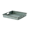 thumbnail image 1 of Benjara Benzara Square Galvanized Metal Tray With Handle- Gray, 1 of 4
