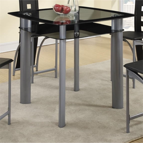 Benzara Square Glass Top Counter Height Dining Table with Metal Legs