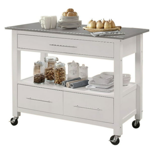 Benzara Stainless Steel Top Kitchen Cart