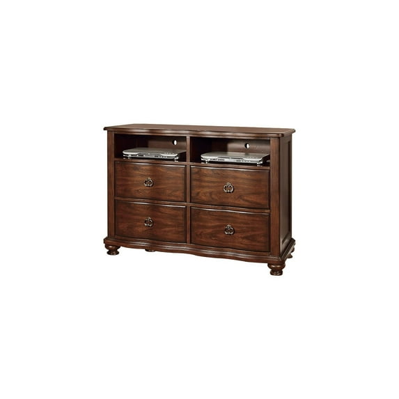 Benzara Striking Traditional Style Dresser Media Chest, Brown Cherry