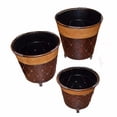 thumbnail image 1 of Benzara Stylish  3 Piece Metal Planter, Brown, 1 of 2