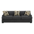 thumbnail image 1 of Benzara Stylish Wooden Faux Linen Sofa with 3 Accent Pillows Black, 1 of 2