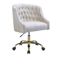 thumbnail image 1 of Swivel Velvet Upholstered Office Chair with Adjustable Height and Metal Base, Cream and Gold, 1 of 1