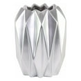 thumbnail image 1 of Benzara Tall Vase with Uneven Lip and Ribbed Body Design- Silver, 1 of 2