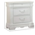 thumbnail image 1 of Benzara Three Drawer Nightstand With One Hidden Top Drawer And Scalloped Feet, White, 1 of 1