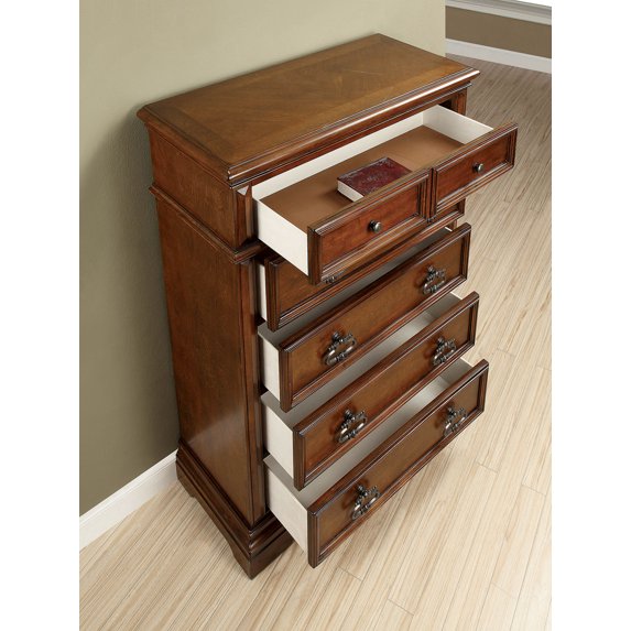 Benzara Transitional Solid Wood Chest With 5 Drawers, Brown