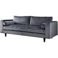 thumbnail image 1 of Benzara Transitional Style Velvet and Wood Sofa with 2 Pillows, Gray, 1 of 1