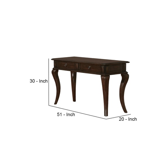Benzara Transitional Style Wood and Metal Sofa Table with Drawers, Brown