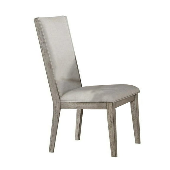 Benzara Transitional Style Wooden Side Chair with Fabric Upholstery, Set of 2, Gray Oak