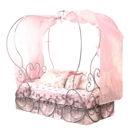 Benzara Twin Size Classic Metal Canopy Bed, Multiclolor